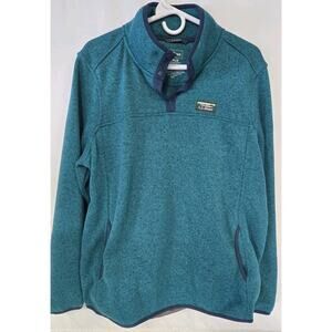 LL Bean Sweater Womens XX L Plus Green 1/4 Snap Long Sleeve Pullover